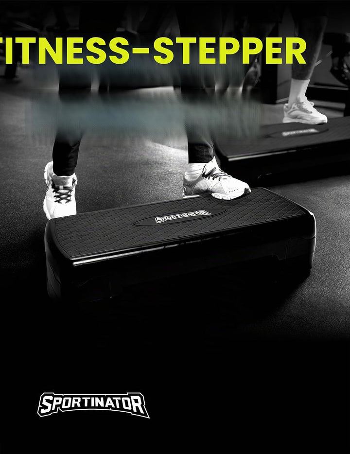 SPORTINATOR® Fitness Stepper höhenverstellbarer von 10 bis 15 cm, kompaktes Design aus Kunststoff mi