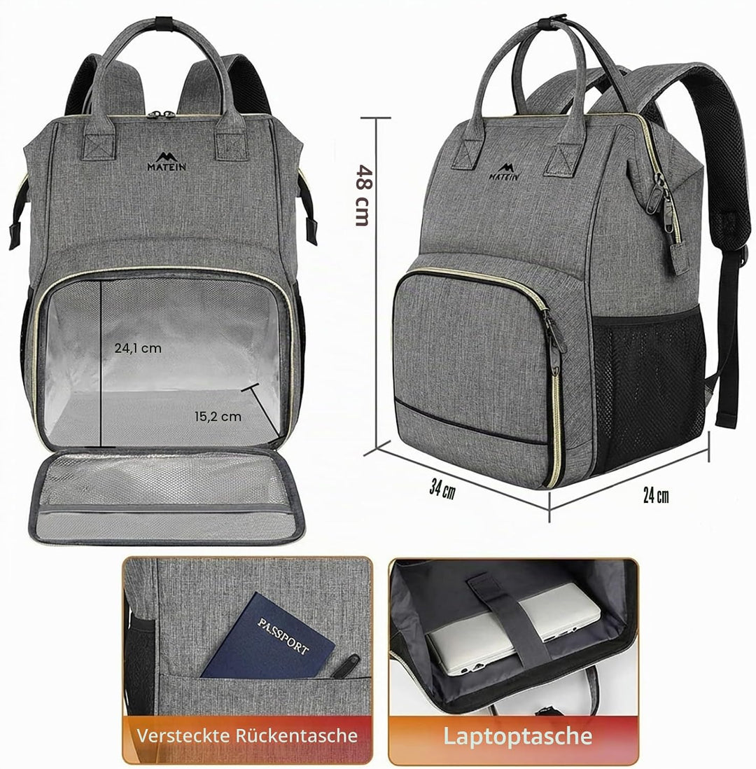 MATEIN Laptop Lunch Rucksack, 17" Picknick Rucksack für Damen und Herren mit isoliertem Kühlfach, Wa