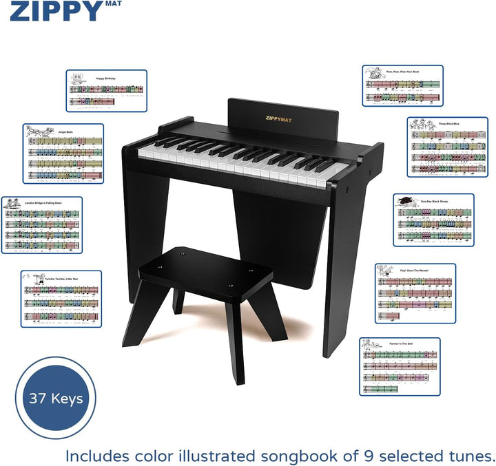 ZIPPY MAT Kinder Klavier Tastatur, 37 Tasten Digitalpiano für Kinder, Musik Lerninstrument Spielzeug