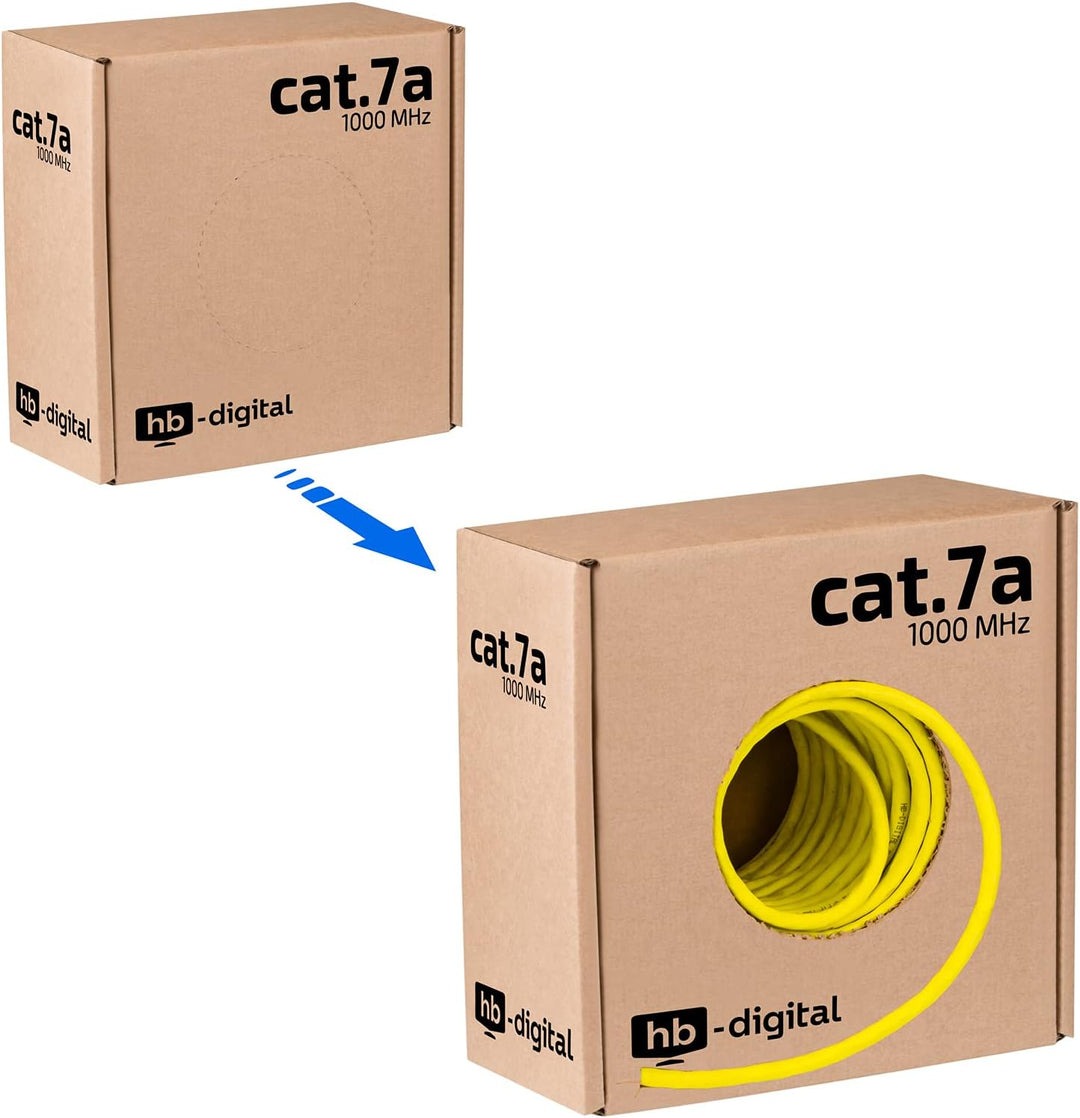 HB-DIGITAL 50m CAT.7a Netzwerkkabel LAN Kabel Verlegekabel AWG 23 Reines Kupfer S/FTP PiMF LSZH Halo