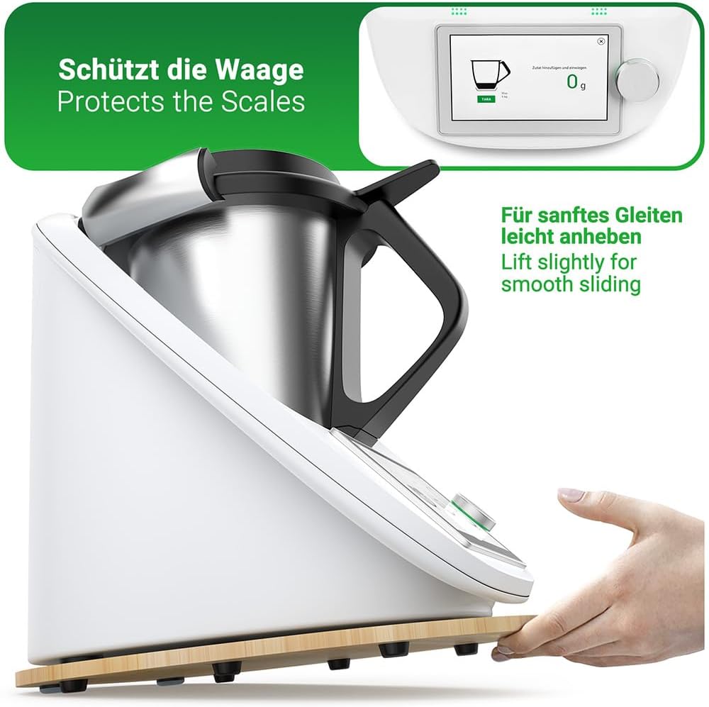 Siegvoll Gleitbrett für Thermomix TM6 TM5 aus Holz, Gleiter müheloses Verschieben Rollbrett, Zubehör