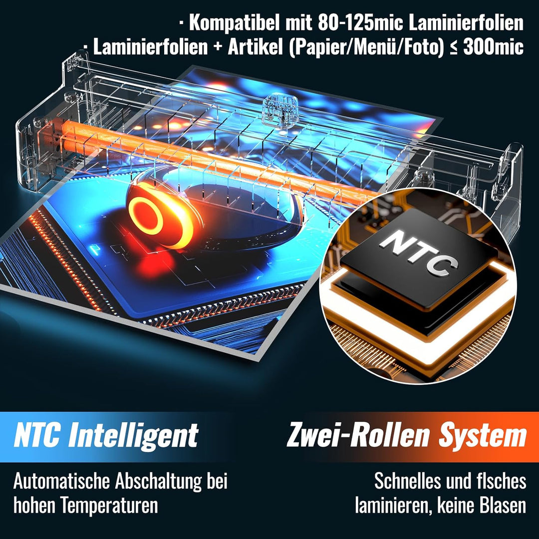 Laminiergerät A3 für A3 A4 A5 A6 A7 mit 50pcs Laminierfolien, Heiss und Kalt Laminiergerät mit Papie