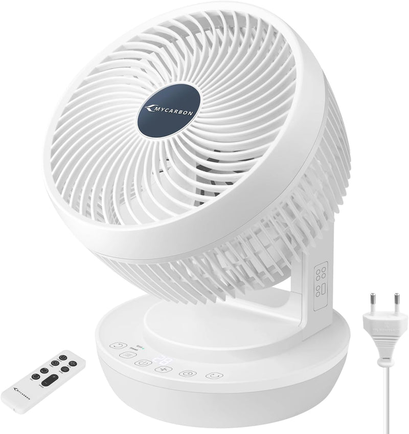 MYCARBON Ventilator Leise Turbo-Ventilator + 3D Luftumwälzer für 30m² |ECO-Mode Klimagerät-Effizienz