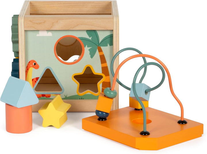small foot Motorikwürfel „Dino“, Activity-Würfel aus FSC 100%-zertifiziertem Holz, für Kinder ab 12