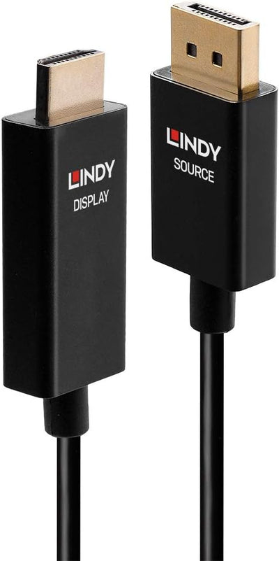 LINDY 40924 0.5m Aktives DisplayPort an HDMI Adapterkabel mit HDR, 0.5m