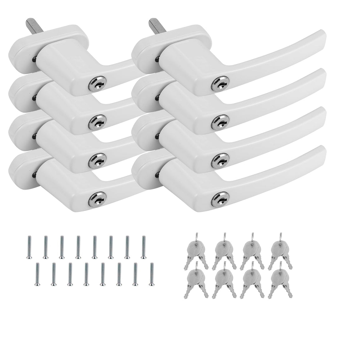 Eulenke Abschliessbarer Sicherheitsfenstergriff - 8er Pack Weiss inklusive 16 Schlüssel und Schraube