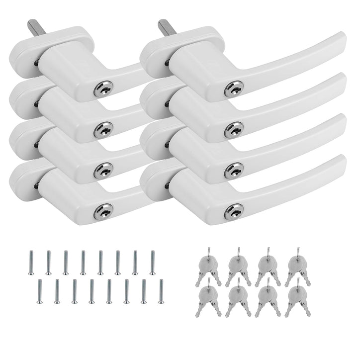 Eulenke Abschliessbarer Sicherheitsfenstergriff - 8er Pack Weiss inklusive 16 Schlüssel und Schraube