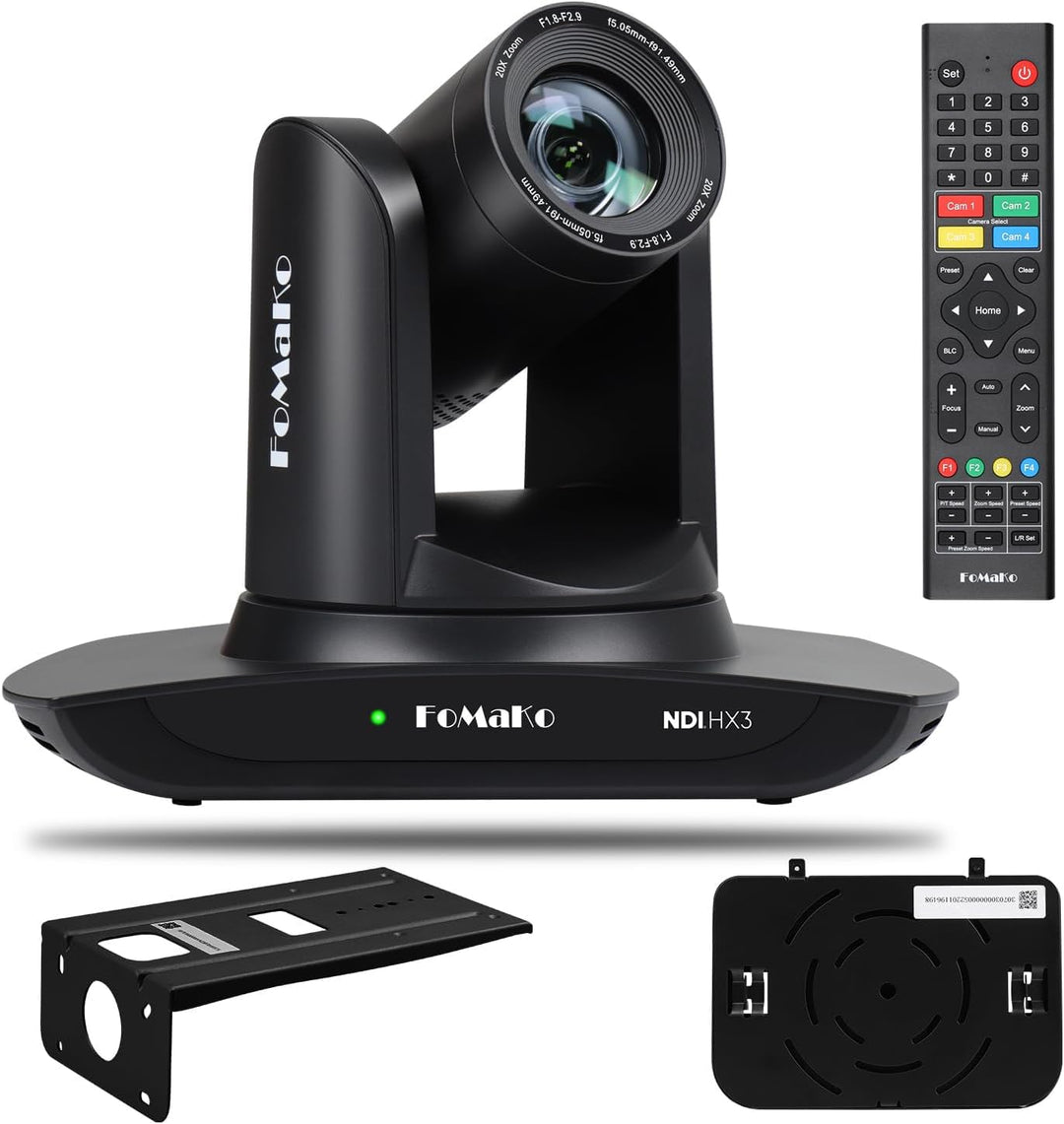 FoMaKo NDI HX3 PTZ Kamera KI-Auto-Tracking 20x Optischer Zoom mit HDMI/USB3.0/LAN(PoE) für Live-Gott