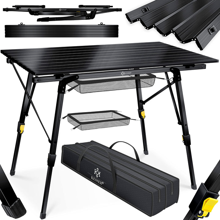 KESSER® Campingtisch faltbar Klapptisch mit Aluminiumrahmen Aufrollbare Tischplatte Falttisch klappb