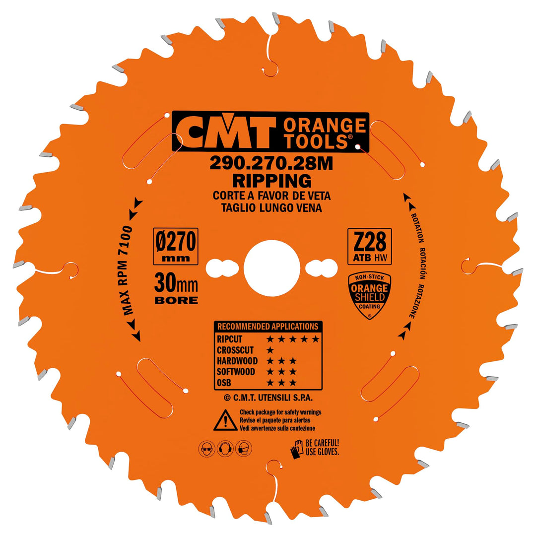 CMT Orange Tools 290.270.28 M – Kreissägeblatt 270 x 2.8 x 30 Z 28 ATB 20 Grad