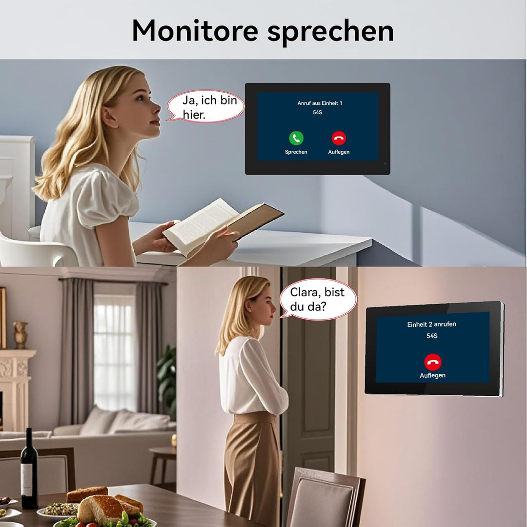 Video Türsprechanlage 2-Draht für 2 Familienhaus, 2X 7 Zoll Monitor &amp; App - Smarte Video Türklingel