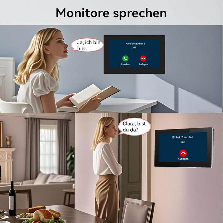 Video Türsprechanlage 2-Draht für 2 Familienhaus, 2X 7 Zoll Monitor &amp; App - Smarte Video Türklingel
