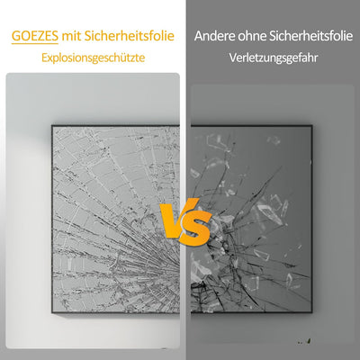 Goezes Spiegel Schwarz 50x70cm Badspiegel Badezimmerspiegel Schwarz Spiegel Metallrahmen Dekorative