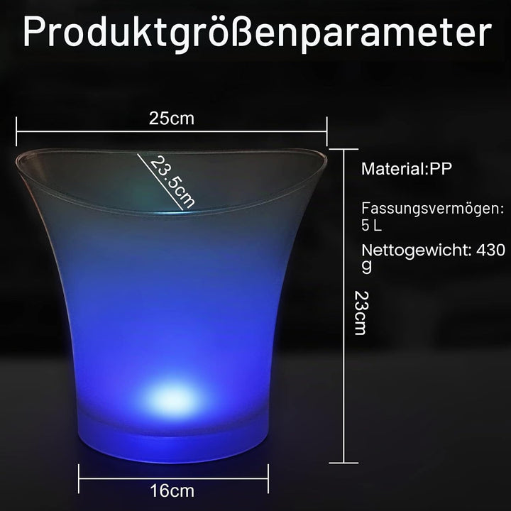 Led Eiskübel,sektkühler Led, 5L Led Eiseimer,Farbe Kann Eingestellt Werden, Bunter Farbverlauf,Bunte