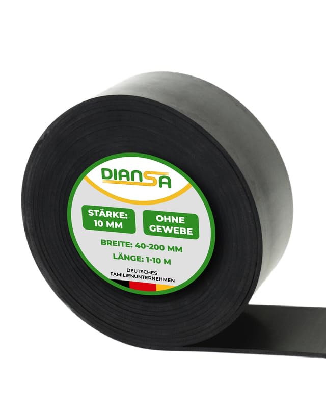 Diansa – Gummistreifen ohne Gewebeeinlage Grösse 10000 x 60 mm, Stärke 10 mm – Vollgummi Hartgummi B
