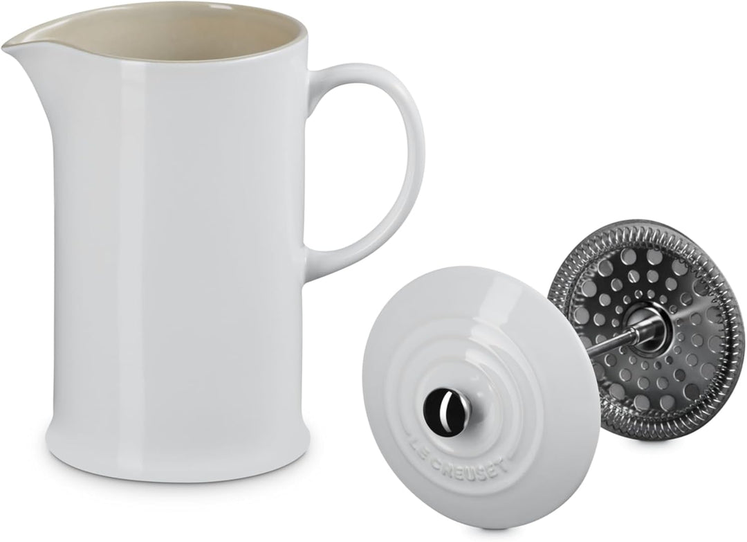 Le Creuset Französische Presse aus Steingut, 625 ml 27 oz weiss, 27 oz Weiss