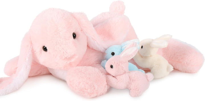 MorisMos gross Osterhase Kuscheltier XXL mit Baby im Bauch, 60cm lang Pink Hase plüschtier stofftier