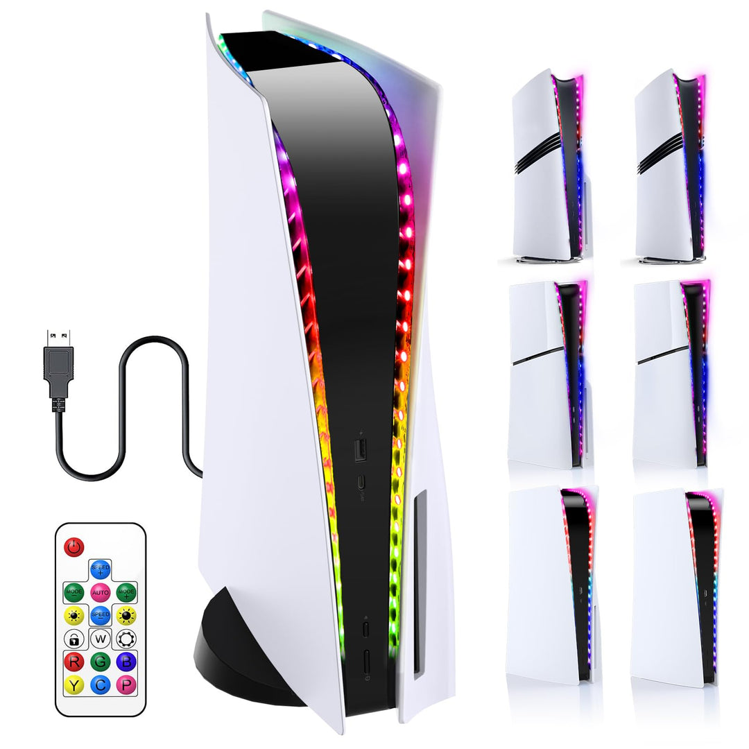 RGB LED Strip für PS5/Slim Konsole Digital/Disc Edition. FASTSNAIL LED Beleuchtung, 7 Farben, 358 Mo