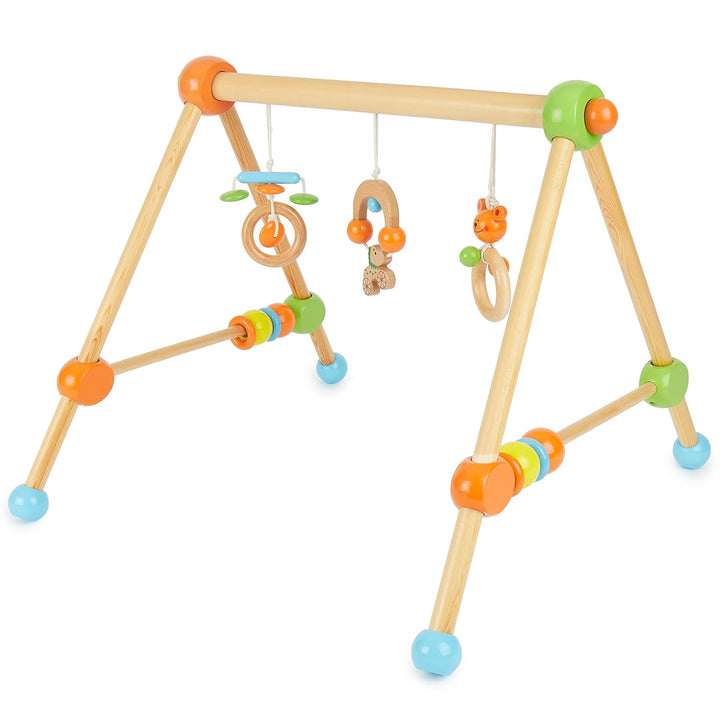 Bieco Spieltrapez | Spielbogen Baby Holz mit Figuren & Kugeln | Spielebogen Holz Baby | Spieltrapez