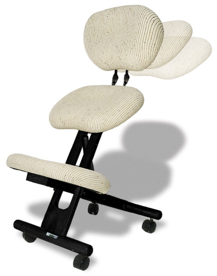 cinius Ergonomischer Stuhl Orthopädischer Kniestuhl mit Rücken Computerstuhl Kniehocker Stoff Schwar