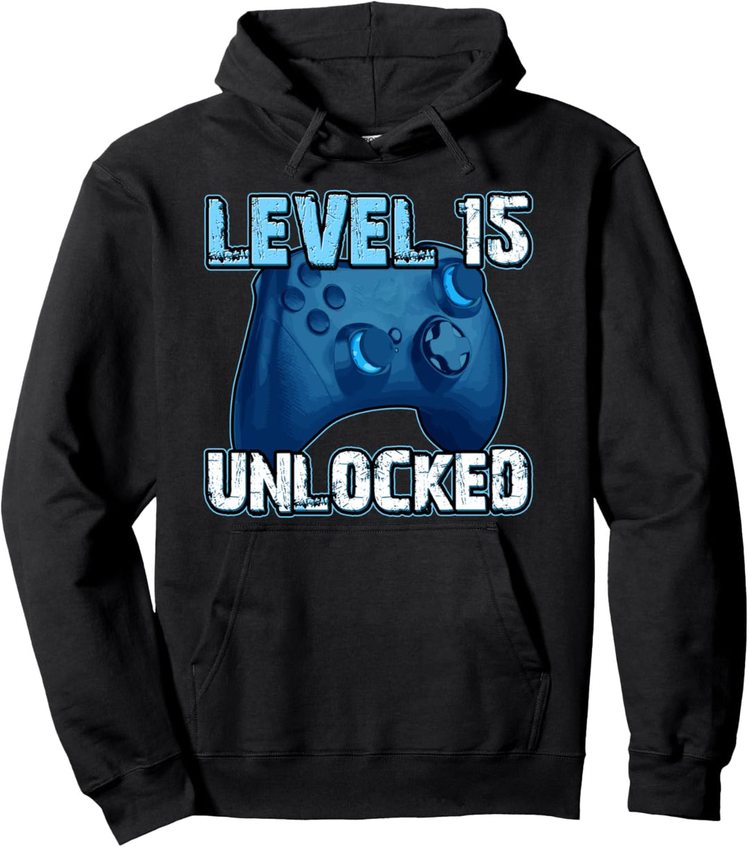 15. Geburtstag Junge Teenager Level 15 Gamigcontroller Gamer Pullover Hoodie