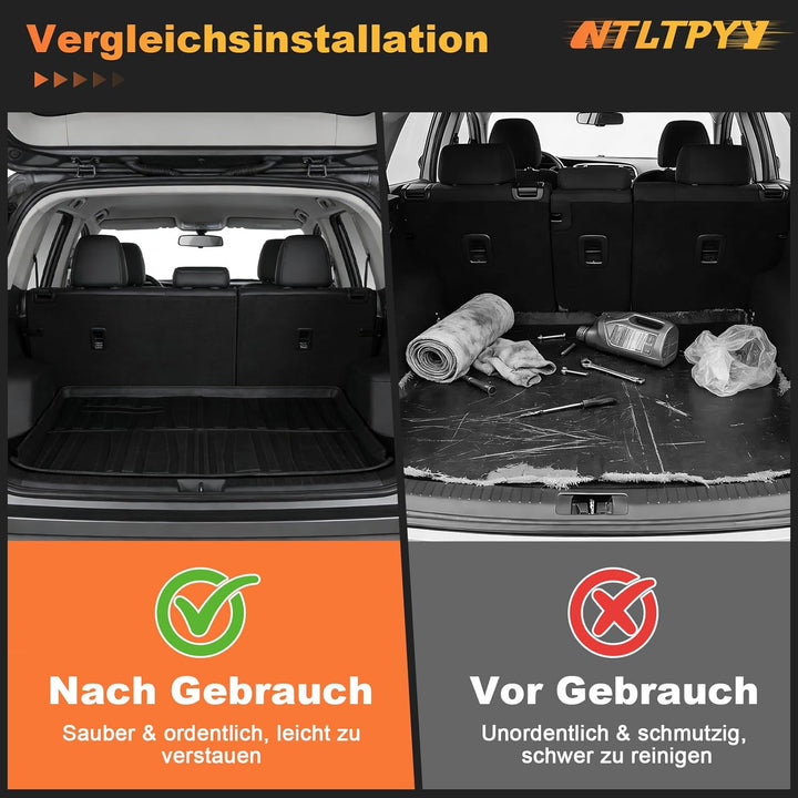 Auto Kofferraummatte für VW Touran II 2016-2021, Allwetter Kofferraummatte aus TPE, Wasserdicht ruts