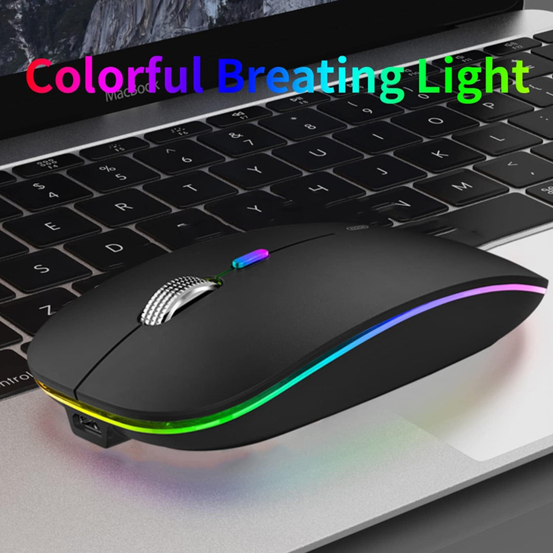 Uiosmuph G12 Maus Kabellos, LED 2.4G Leise Funkmaus Wiederaufladbar Wireless Mousemit Nano USB Empfä