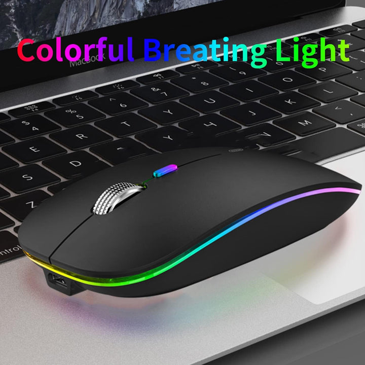 Uiosmuph G12 Maus Kabellos, LED 2.4G Leise Funkmaus Wiederaufladbar Wireless Mousemit Nano USB Empfä