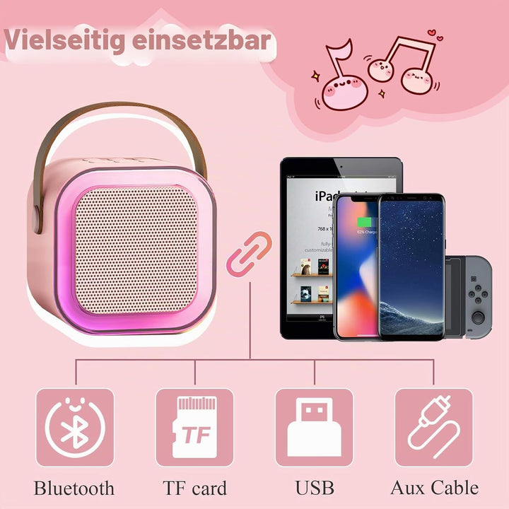 Karaoke für Kinder, Karaoke mit Mikrofon, Bluetooth-Mikrofon mit 2 Mikrofonen, tragbares Karaoke-Mik