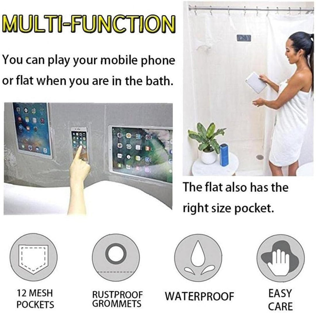 TOSSPER 1pc Wasserdichten Duschvorhang Liner, Eva Transparent Bade Sheer Für Tablet-Telefon-Halter Z