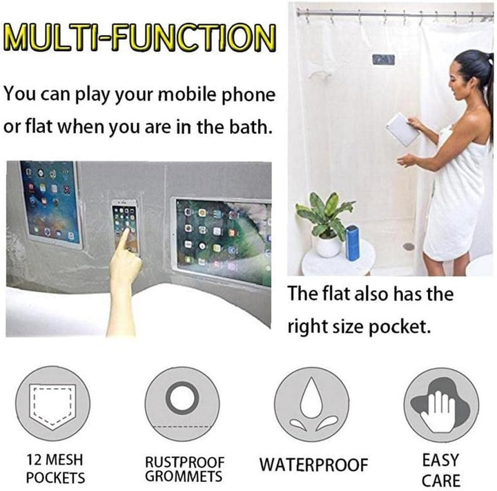 TOSSPER 1pc Wasserdichten Duschvorhang Liner, Eva Transparent Bade Sheer Für Tablet-Telefon-Halter Z