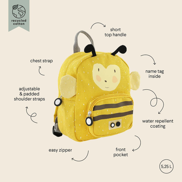 Trixie Rucksack - Rucksack für Kind - für Jungen und Mädchen - Kleiner Turnbeutel Gelb Mrs. Bumblebe