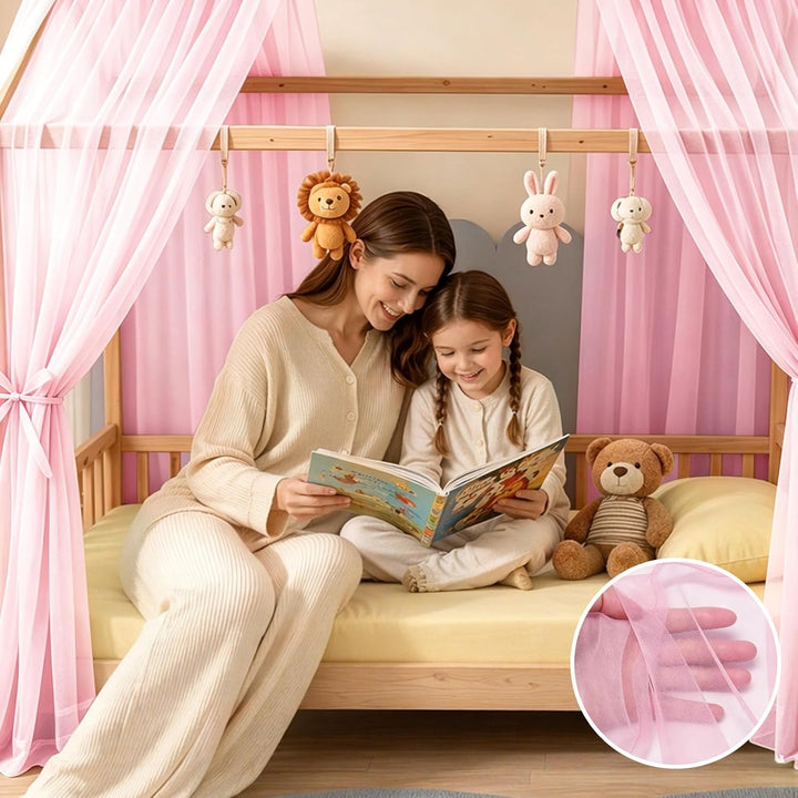 Hausbett-Himmel aus Milan-Veil, 2er Set – leichte Vorhänge für Kinderbett, geeignet für Mädchen &amp; Ju