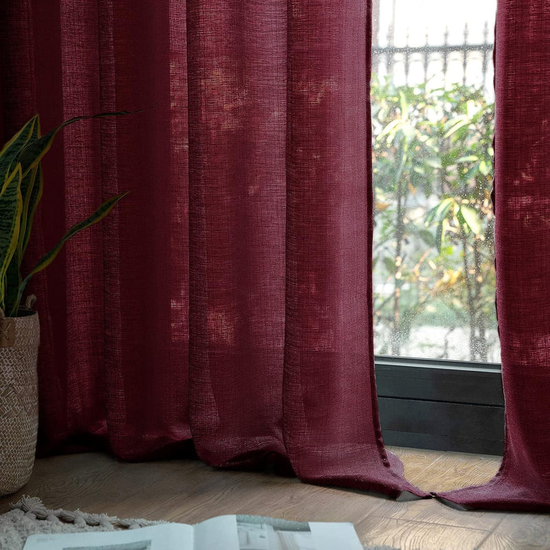 MIULEE 2er Set Voile Vorhang Sheer Leinenvorhang mit Ösen Transparente Unregelmässige Textur Gardine