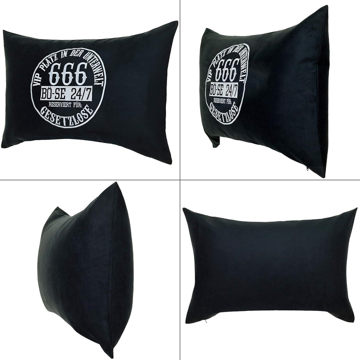 EXPRESS-STICKEREI Dekokissen mit Spruch Deko Heavy-Metal Kissen mit Bezug Biker Zierkissen Rocker Po