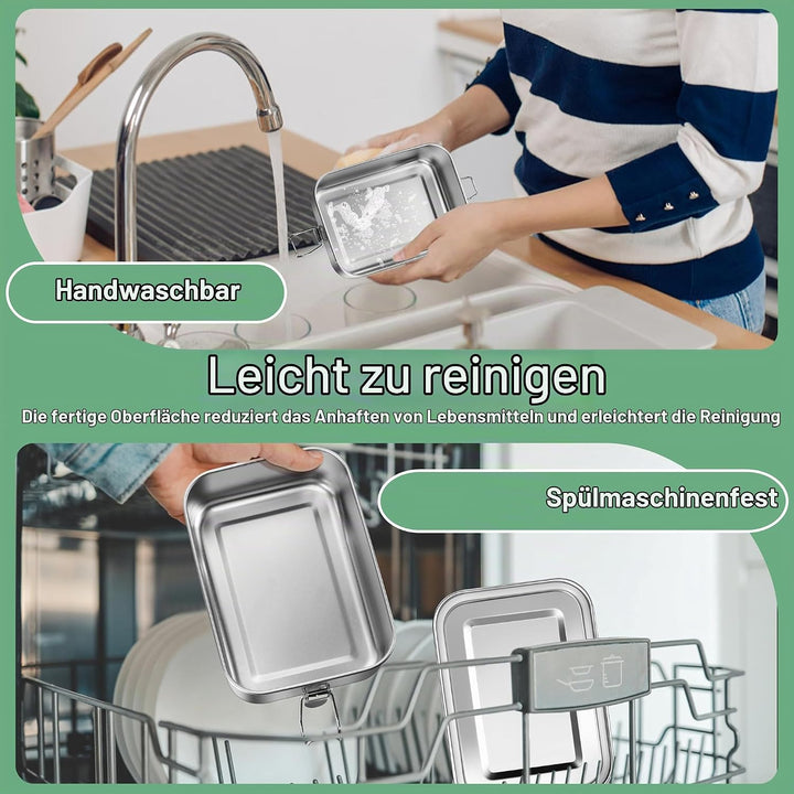 Homikit Brotdose mit Fächern, 2 Stück Edelstahl Bento Box Lunchbox für Kinder &amp; Erwachsene, Lunch Bo
