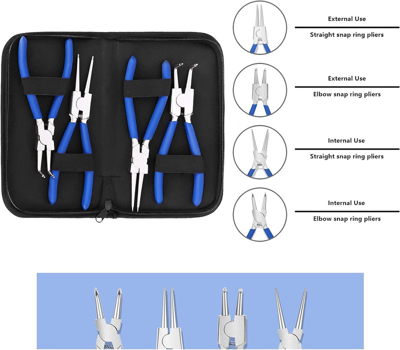 Sprengringzangen Satz, 4-Tlg Seegering Zangen Seegeringzange Set, 175mm Sicherungsringzange Professi