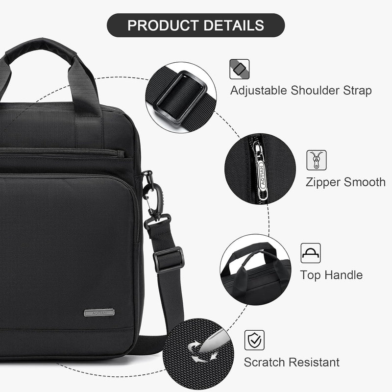 SUCIKORIO Umhängetasche Herren Gross, Multi-Pocket Schultertasche Herren Laptop 14 Zoll 28x33x10cm W