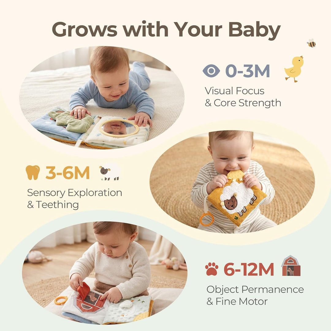 let's make Baby Sensorisches Stoffbuch Baby Spielzeug ab 0 3 6 12 Monate - Interaktive Fühlbuch Knis