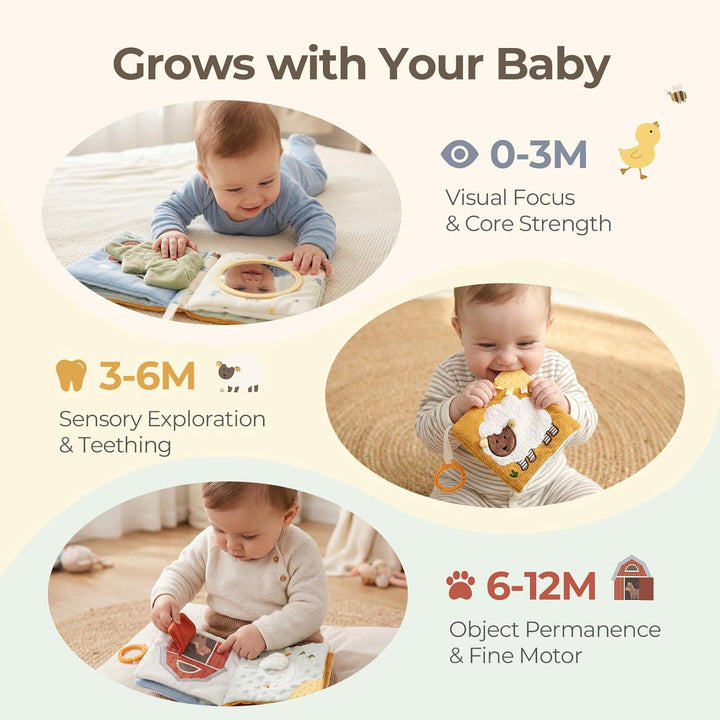 let's make Baby Sensorisches Stoffbuch Baby Spielzeug ab 0 3 6 12 Monate - Interaktive Fühlbuch Knis