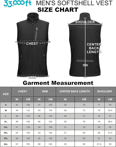 33,000ft Leichte Softshell Weste für Herren, Wasserdichte Winddichte Laufweste, Atmungsaktive Vest G