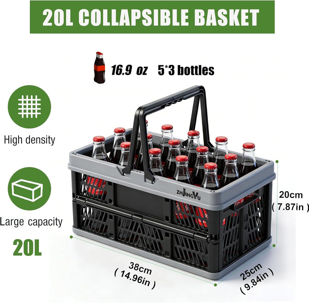ZHJINGYU Plastic Folding Storage Crate Stackable Grocery Bin Container Einkaufskorb, für Küche Wohnz