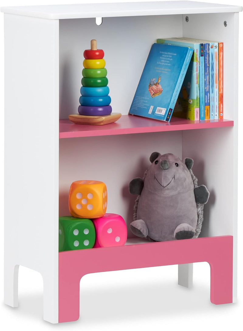 Relaxdays Kinderregal, 2 Fächer, HxBxT: 66x48x24 cm, für Bücher & Spielsachen, Spielzeugregal Kinder