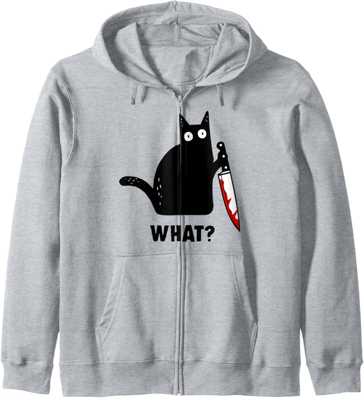 Cat What? Funny Black Cat Murderous Cat With Knife Kapuzenjacke