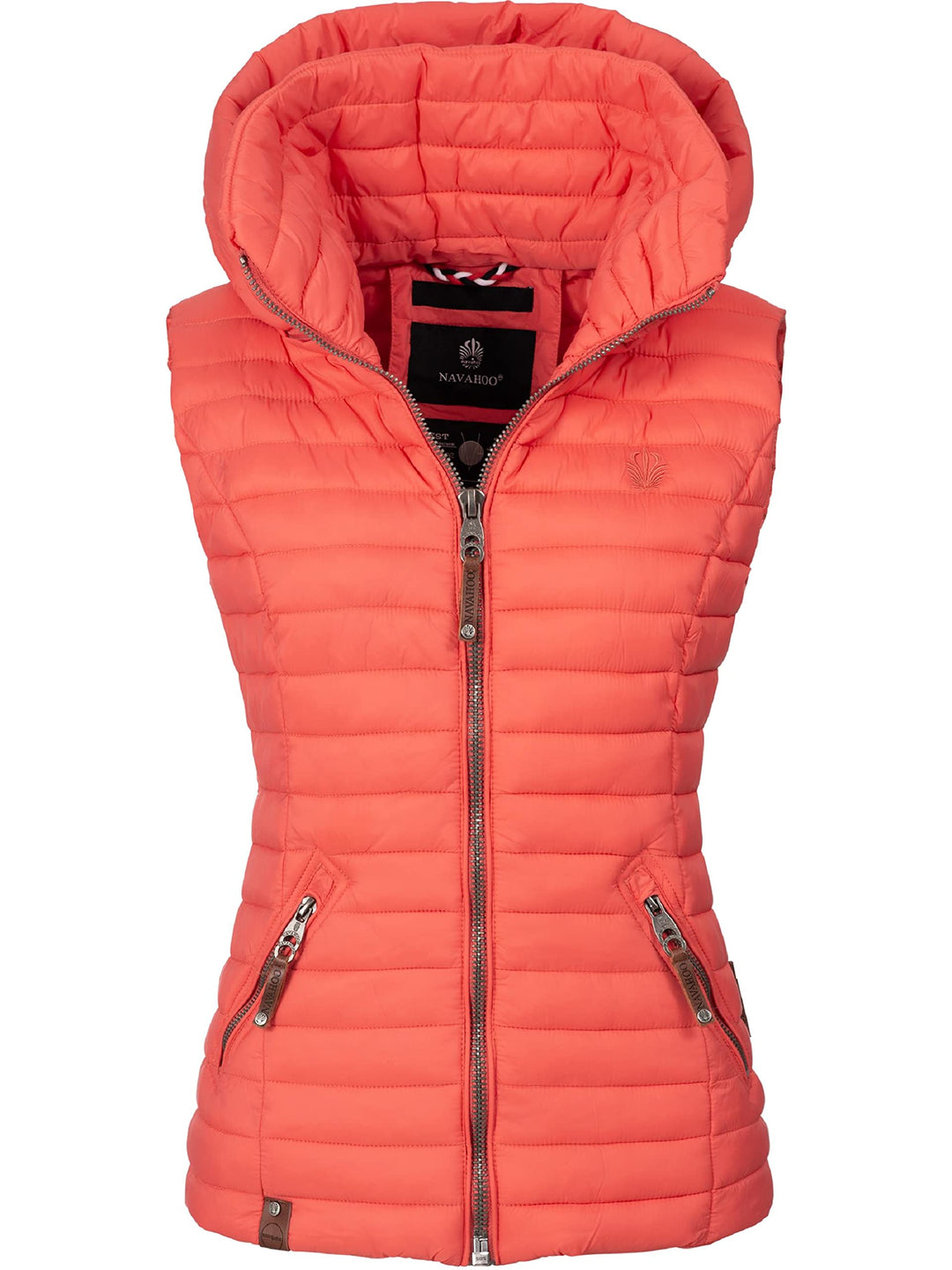 Navahoo Damen Übergangsjacke leichte Steppweste mit Abnehmbarer Kapuze Shadaa XS-3XL XS Coral, XS Co