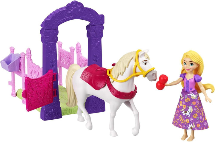 Disney Prinzessinnen-Spielset Stall mit Pferd, Pflege- und Bürstenzubehör, öffnende Türen und Futter