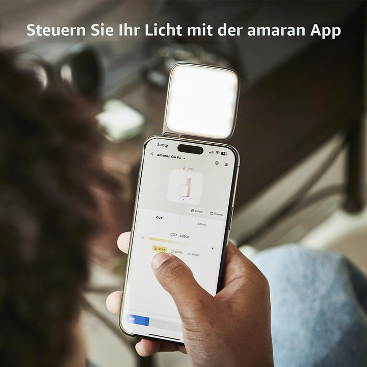 amaran Go Mini-Handylicht, Magnetische LED mit Dual-Spiegellicht, Einstellbare CCT von 2700K-6500K,