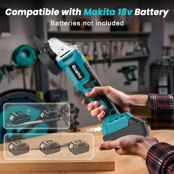 Ecarke Akku Winkelschleifer kompatibel mit Makita Akku 18V Li-Ion, 900W Bürstenloser Profi-Schleifer