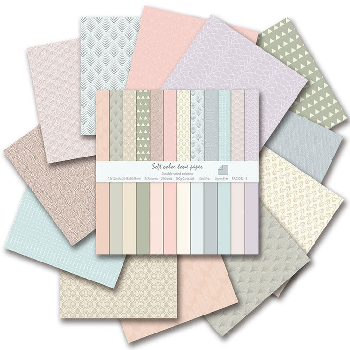 24 Blatt Boho Muster Scrapbook Papier Set, 30x30 Scrapbooking Papier Doppelseitige Designer Paper Ba