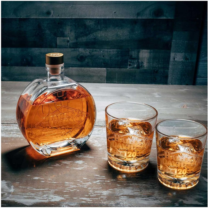 Harley-Davidson Dekanter/Whiskeygläser-Set zum 120. Jahrestag, limitierte Auflage